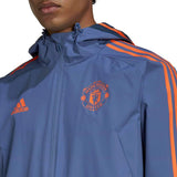 Manchester United soccer training rain jacket 2022/23 blue - Adidas