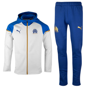 Olympique Marseille white/blue Casual hooded presentation tracksuit 2023/24 - Puma