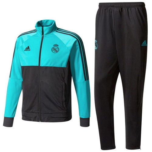 Real Madrid Cf Training Soccer Tracksuit 2018 Black/Light Blue - Adidas - SoccerTracksuits.com