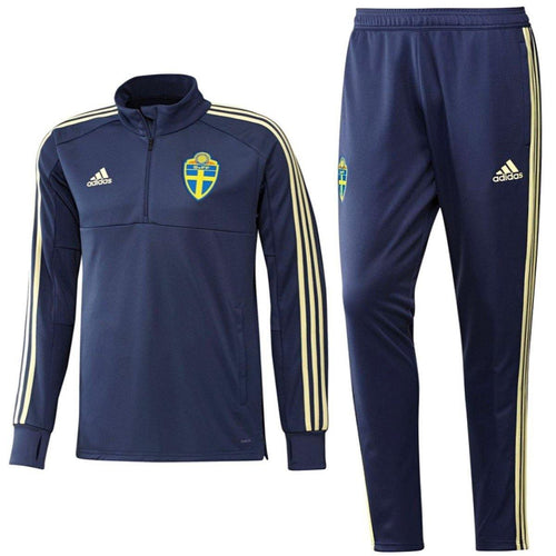 Sweden Technical Training Soccer Tracksuit 2018/19 Navy - Adidas - SoccerTracksuits.com