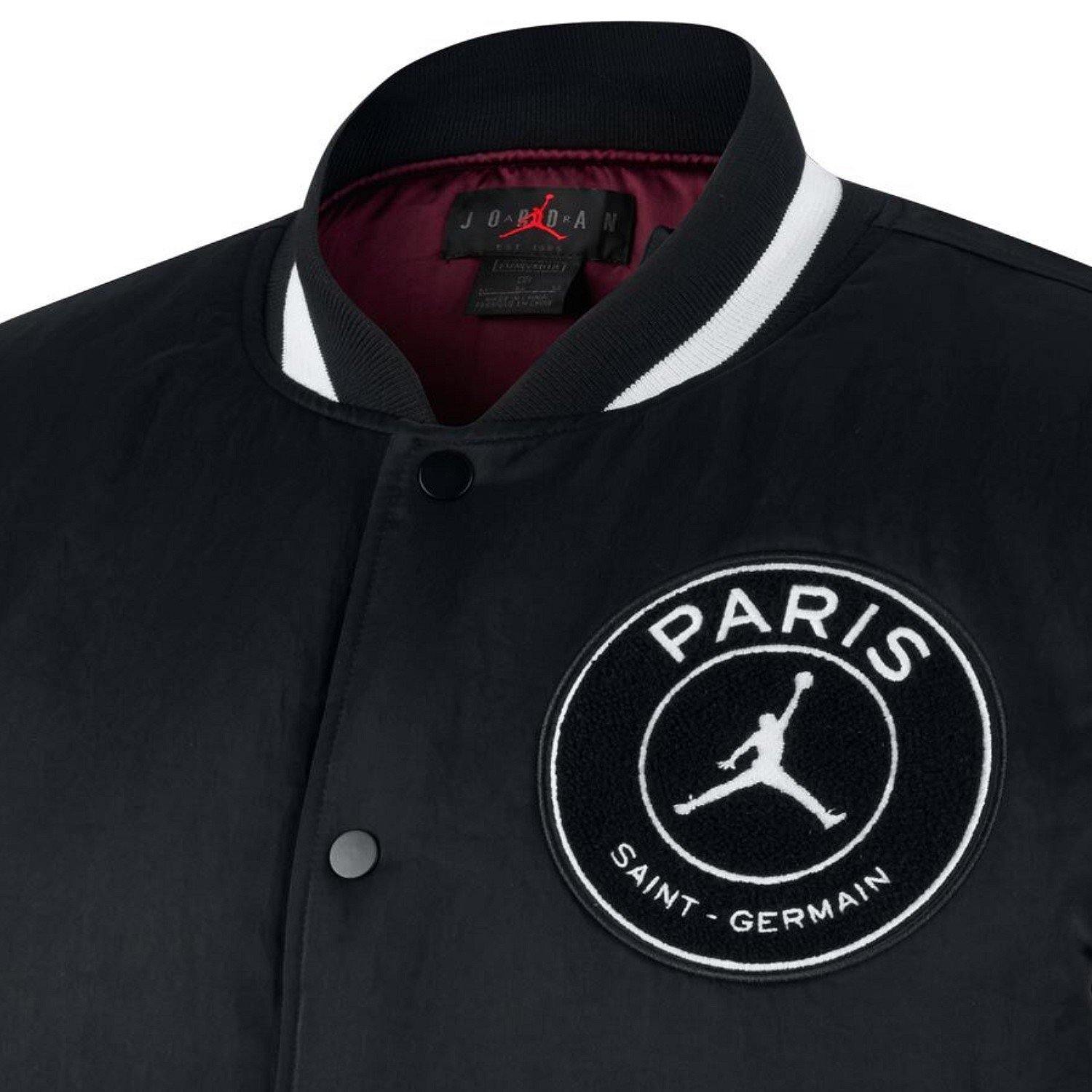 Michael Jordan 23 Paris Saint-Germain F.C. Black/ White Varsity Letterman  Satin Bomber Jacket — BORIZ