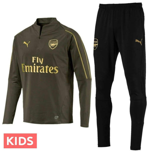 Kids - Arsenal FC green training technical soccer tracksuit 2018/19 - Puma - SoccerTracksuits.com