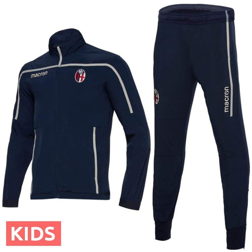 Kids - Bologna FC navy presentation soccer tracksuit 2018/19 - Macron - SoccerTracksuits.com