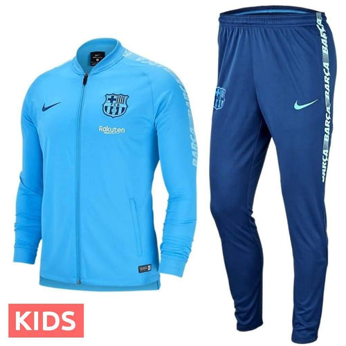 Kids - FC Barcelona soccer presentation Tracksuit light blue 2019 - Nike - SoccerTracksuits.com