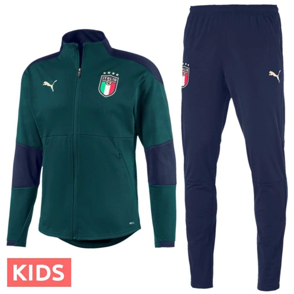 Kids - Italy national team green training Soccer tracksuit 2019 - Puma - SoccerTracksuits.com