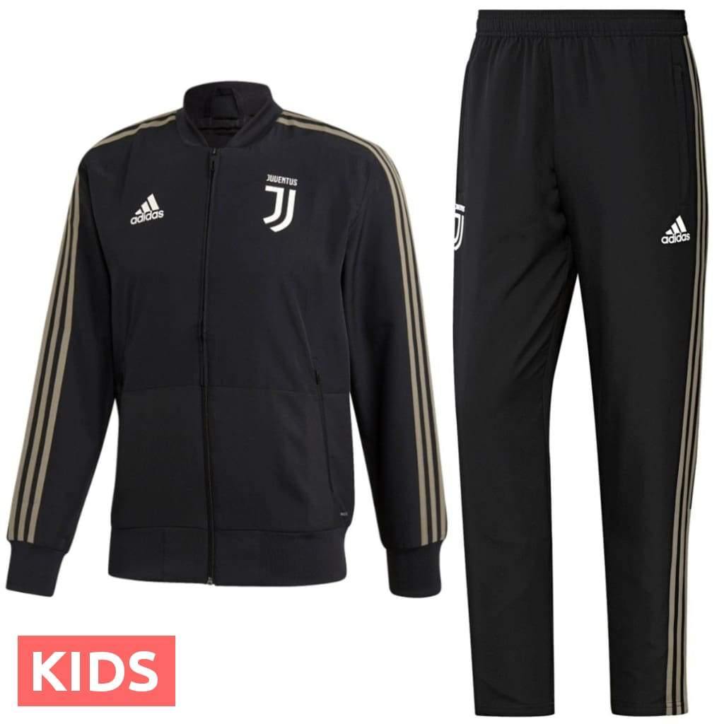 Kids - Juventus black Presentation Soccer Tracksuit 2018/19 - Adidas - SoccerTracksuits.com