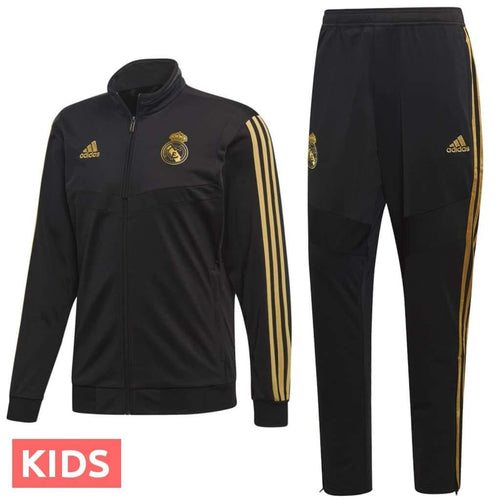 Kids - Real Madrid soccer black bench training tracksuit 2019/20 - Adidas - SoccerTracksuits.com