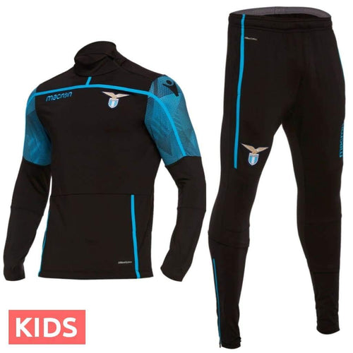 Kids - SS Lazio black training technical soccer tracksuit 2018/19 - Macron - SoccerTracksuits.com