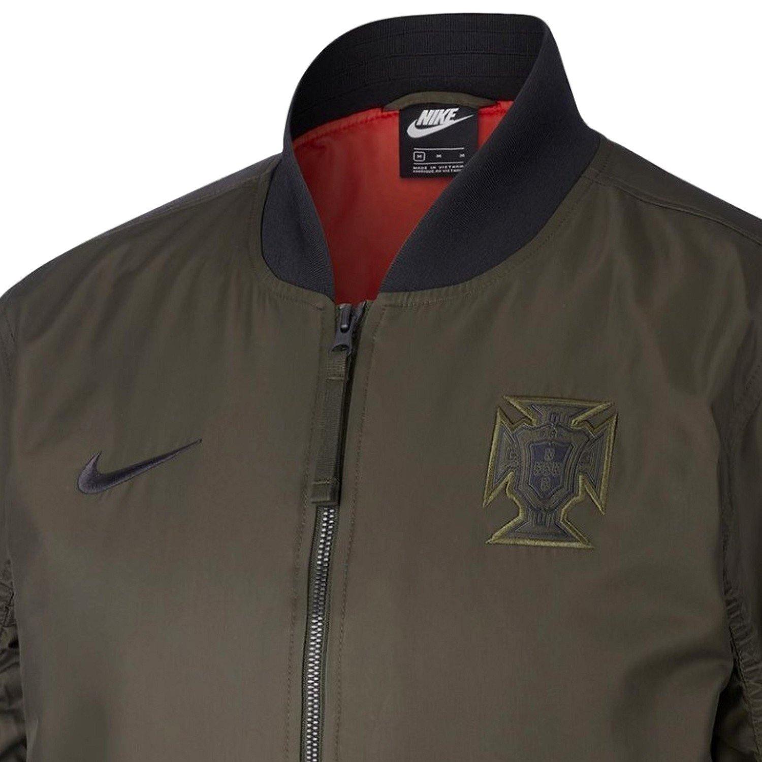 Nike Portugal National Team Gray Air Force 1 Authentic Full-Zip Bomber Jacket Size: Small